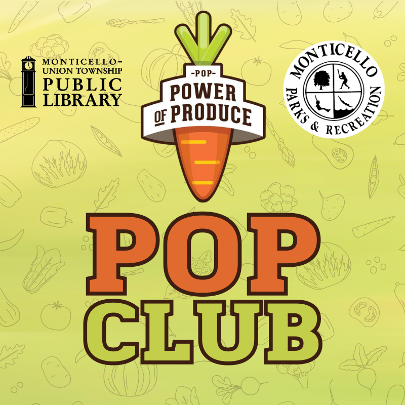 Power of Produce with carrot - Pop Club Library and Park logo