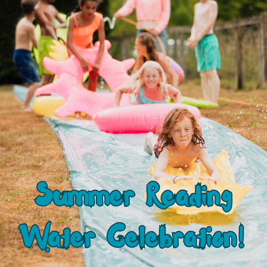 Children on floats on a slip n slide